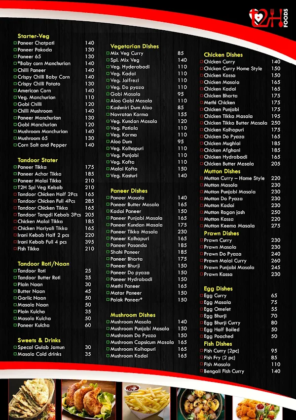 T2H Foods menu 