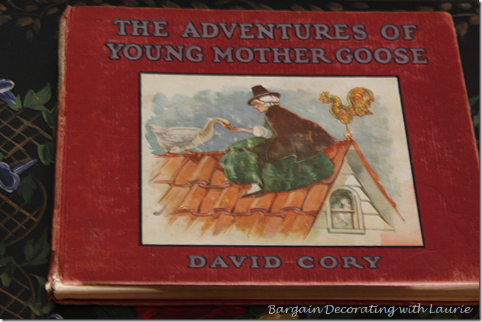 Vintage Mother Goose Book in Coffee Table Vignette