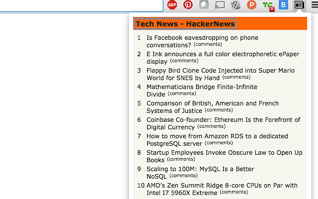 Tech News chrome extension