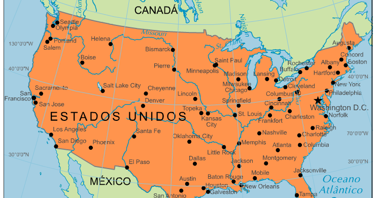 Mapa De Estados Unidos Con Sus Estados