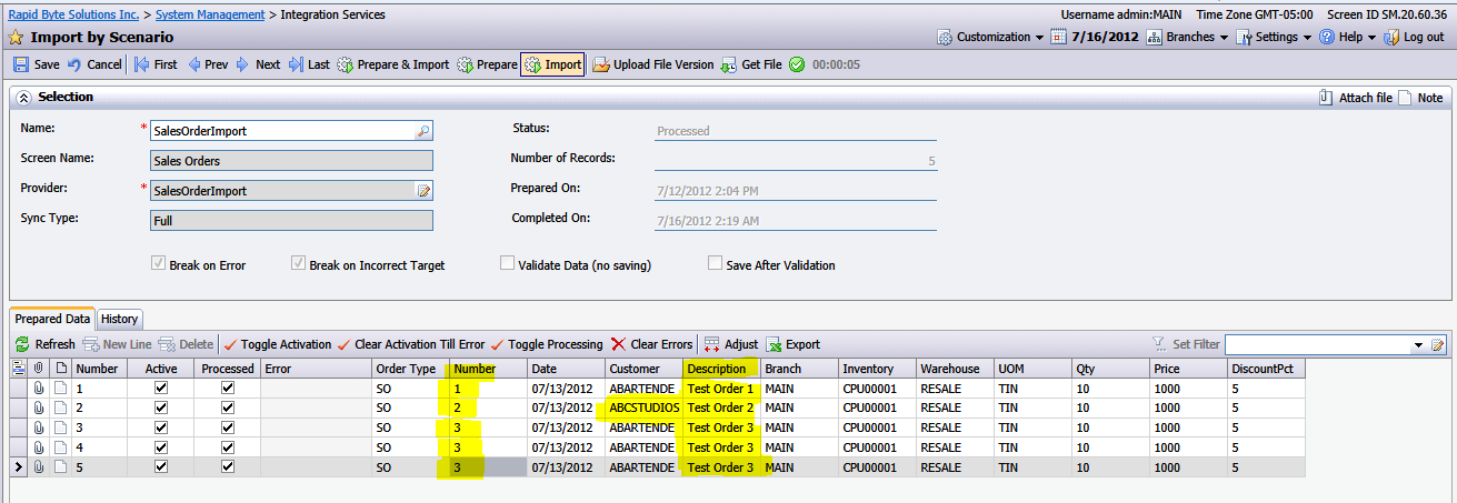 Acumatica Singapore Sales Order Import Including Multiple Orders