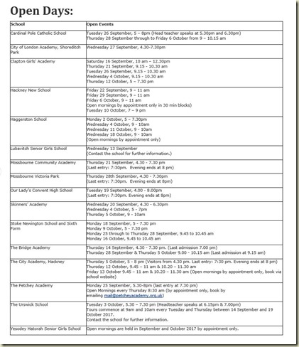 YHS Open Day appointments