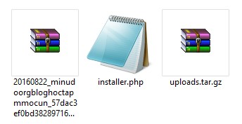 Ví dụ 3 file backup của website