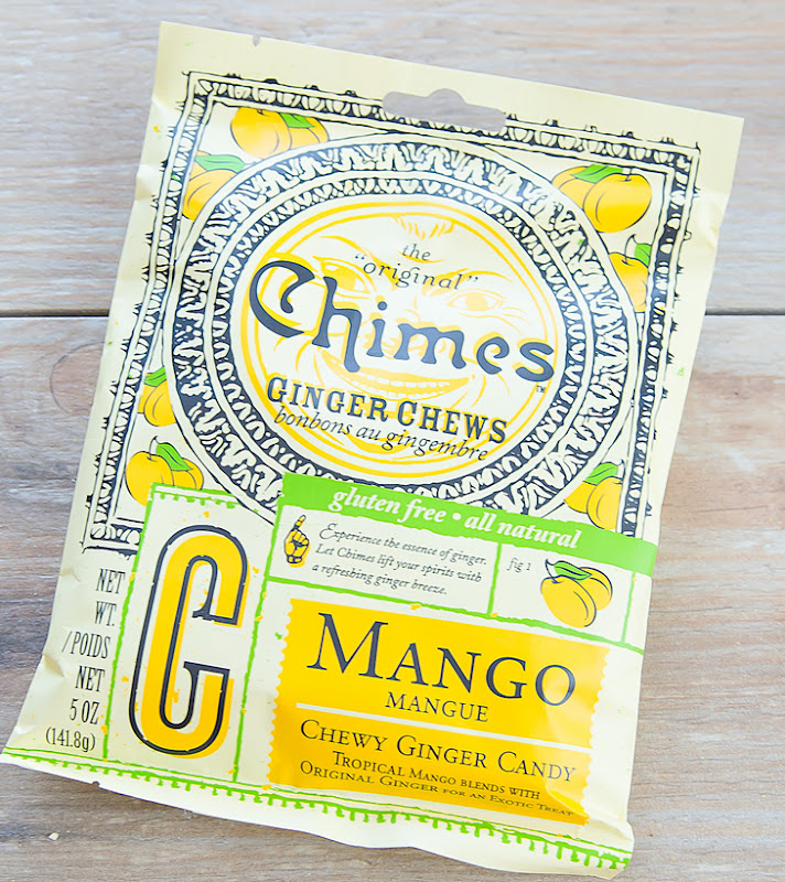 overhead photo of a package of Chimes Mango Ginger Chews