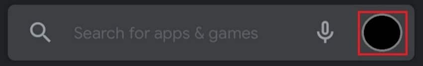 Immagine del profilo dell'account Google nella barra di ricerca del Play Store |  Come aggiornare Discord su Windows