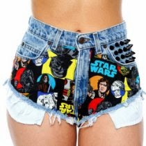 <br />CNTV Women's Star Wars Cutoff Denim Shorts XS BLUE