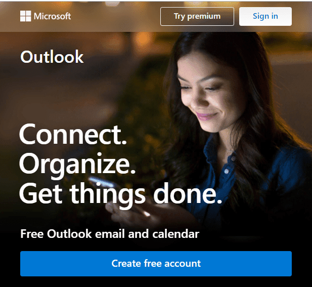 Outlook 가입 페이지