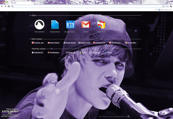 Justin Bieber Never Say Never chrome extension