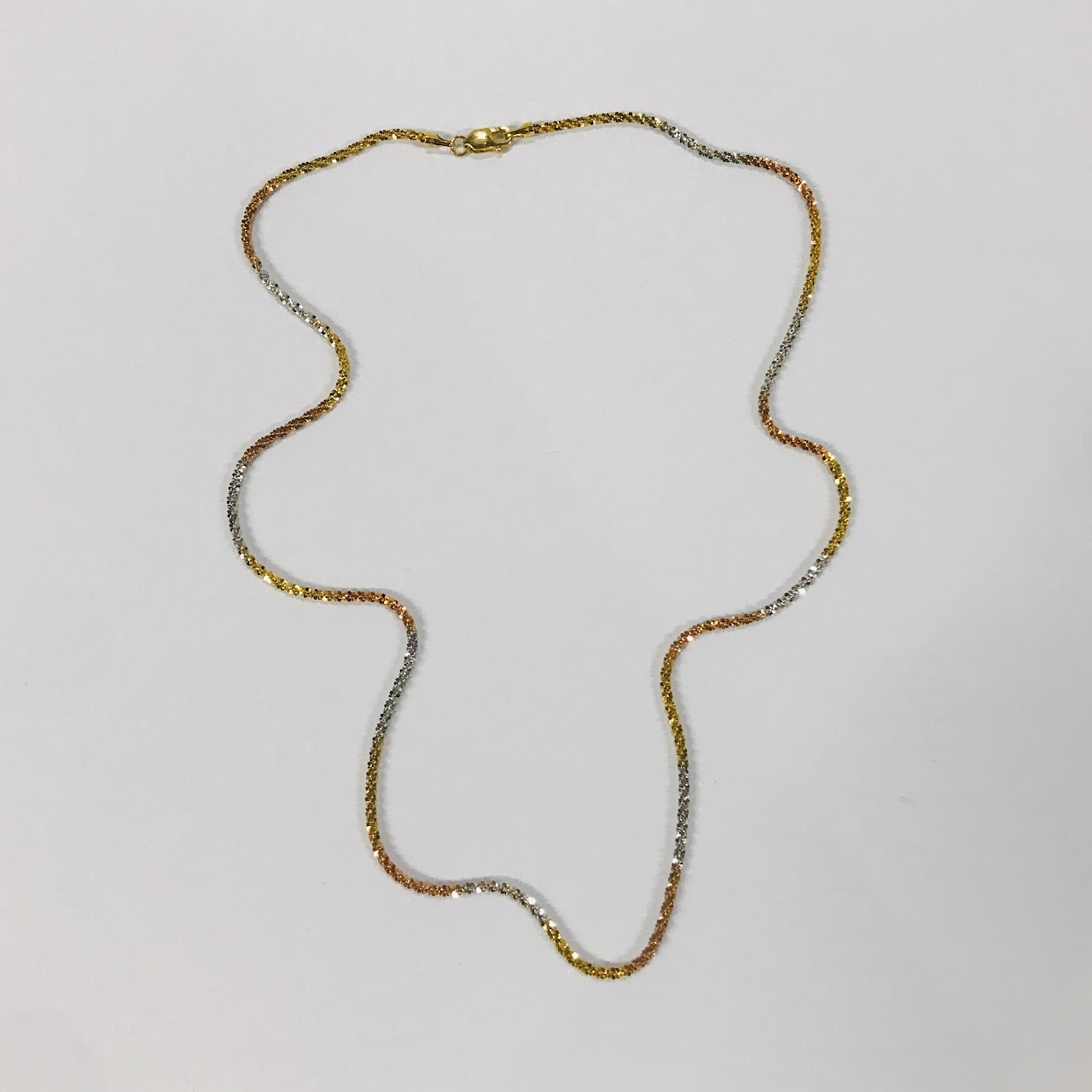 14K Tri-Color Gold Chain Necklace