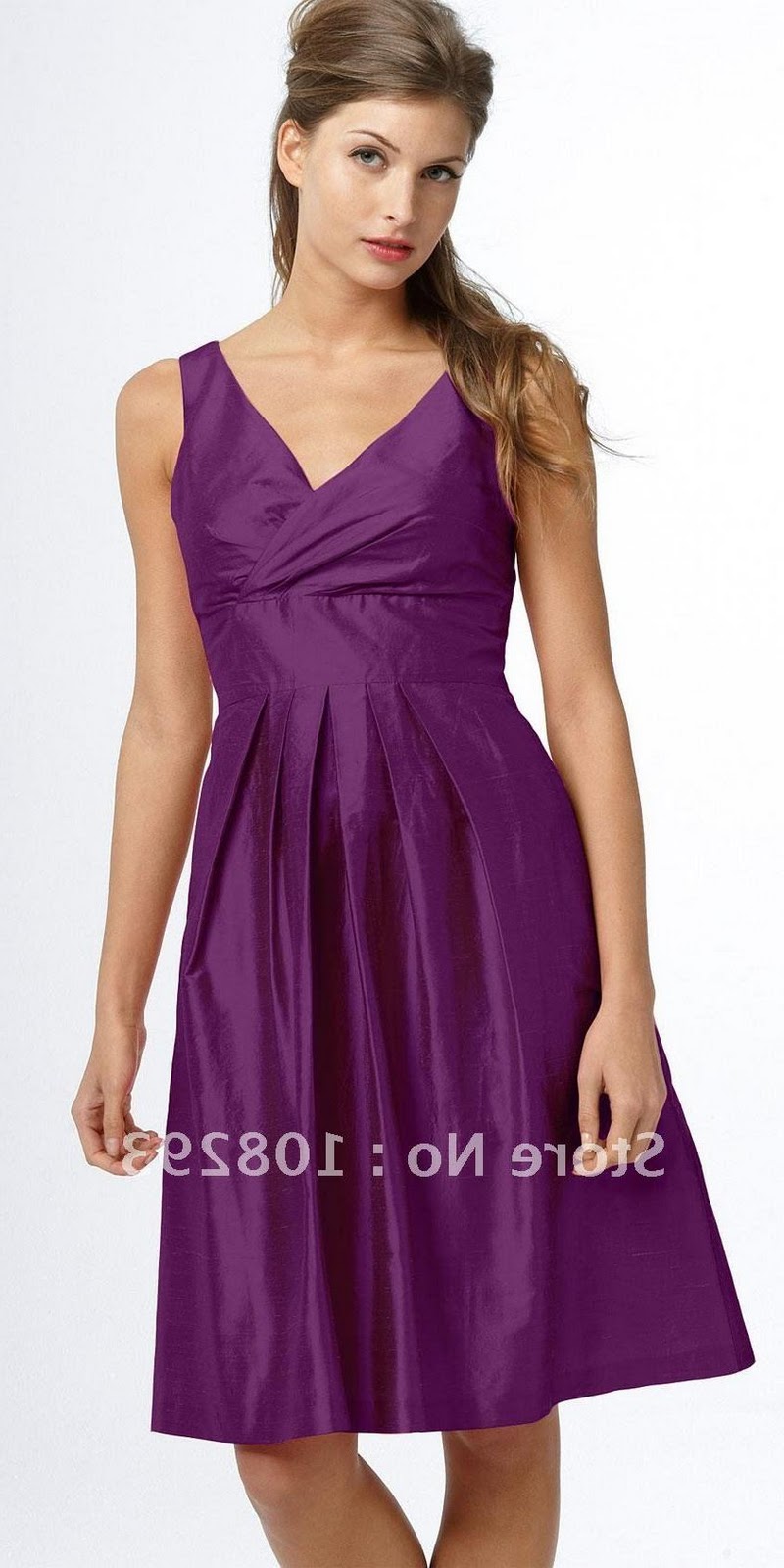 Short Grape V-Neck Satin