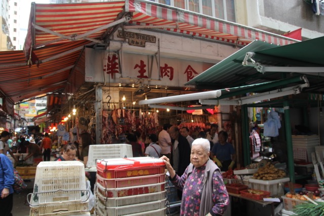 The old Wan Chai traditional market and food outlets, Hong Kong