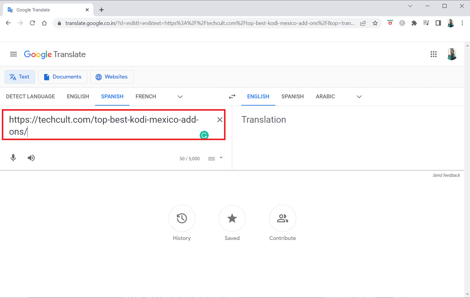 คัดลอก URL ของเว็บไซต์แล้ววางลงในช่อง  วิธีปลดบล็อกเว็บไซต์บน Google