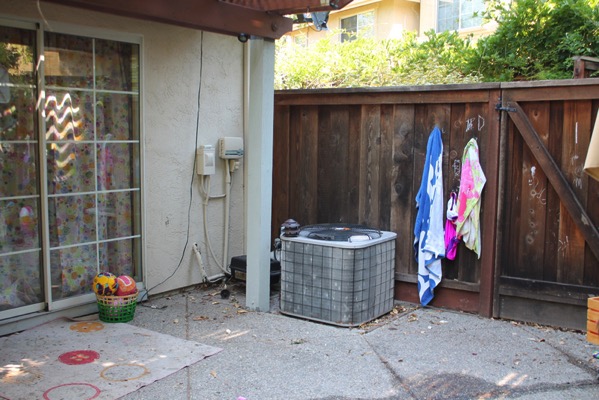 Back yard patio with ac