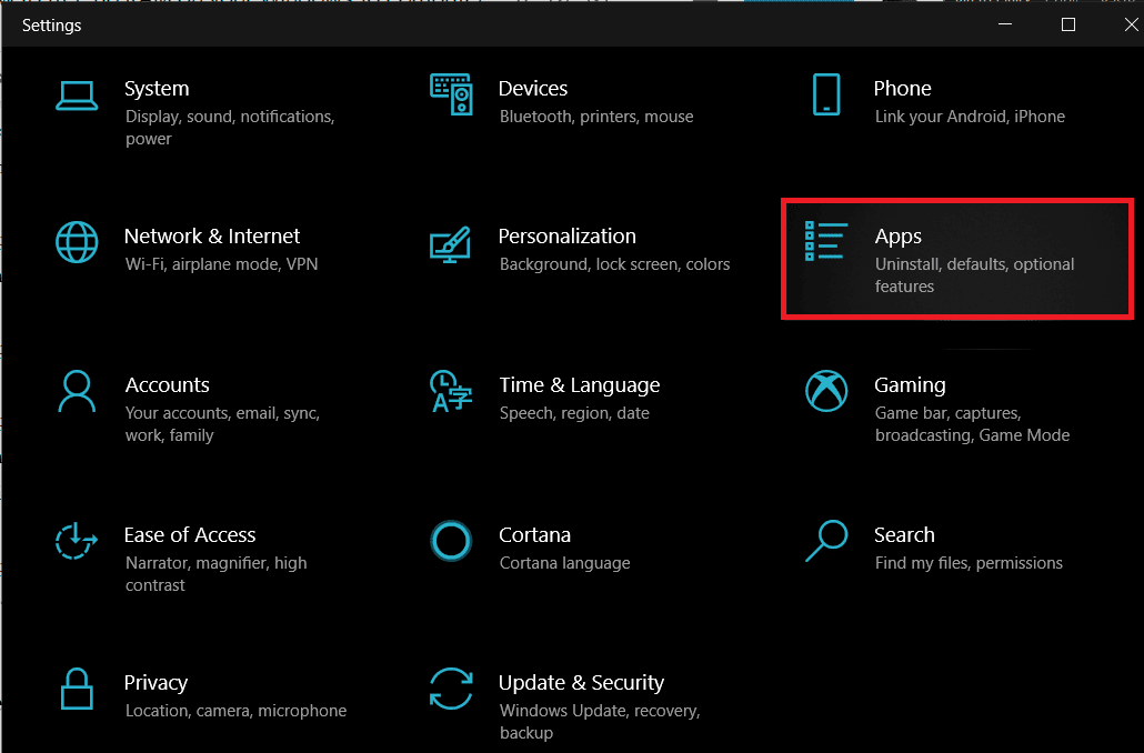 Klik op Apps |  RAM vrijmaken op uw Windows 10 pc