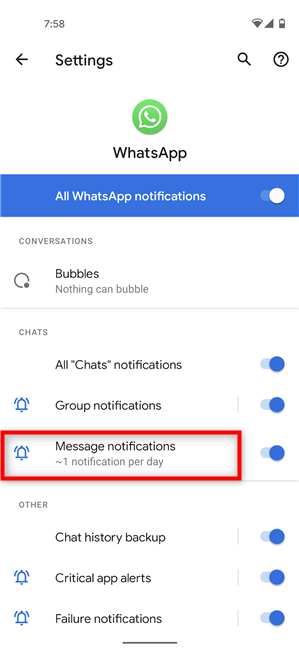 Accedi alle notifiche dei messaggi