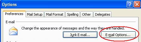 Outlook email options