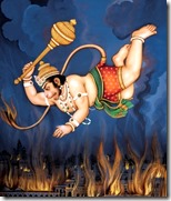 [Hanuman with fiery tail]