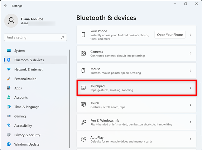 Puede deshabilitar el panel táctil en Windows 11 desde la configuración del panel táctil