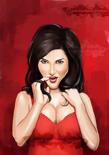 sunny leone, cartoon, caricature