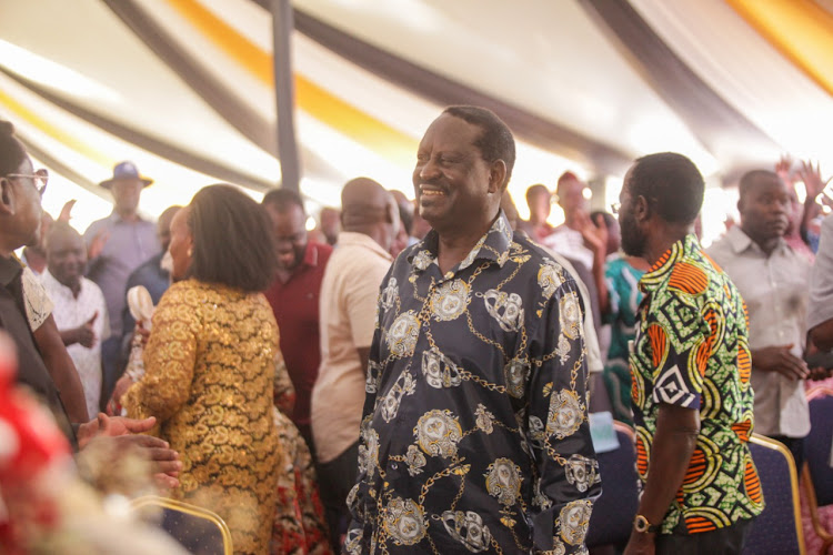 ODM Leader Raila Odinga during the burial of Mzee Nyangaga Akoth in Seme Kisumu on Saturday, October 29, 2022.