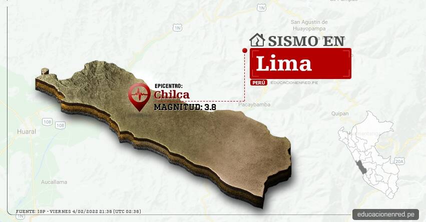 Temblor en Lima de Magnitud 3.8 (Hoy Viernes 4 Febrero 2022) Sismo - Epicentro - Chilca - Cañete - IGP - www.igp.gob.pe Temblor en Lima de Magnitud 3.8 (Hoy Viernes 4 Febrero 2022) Sismo - Epicentro - Chilca - Cañete - IGP - www.igp.gob.pe