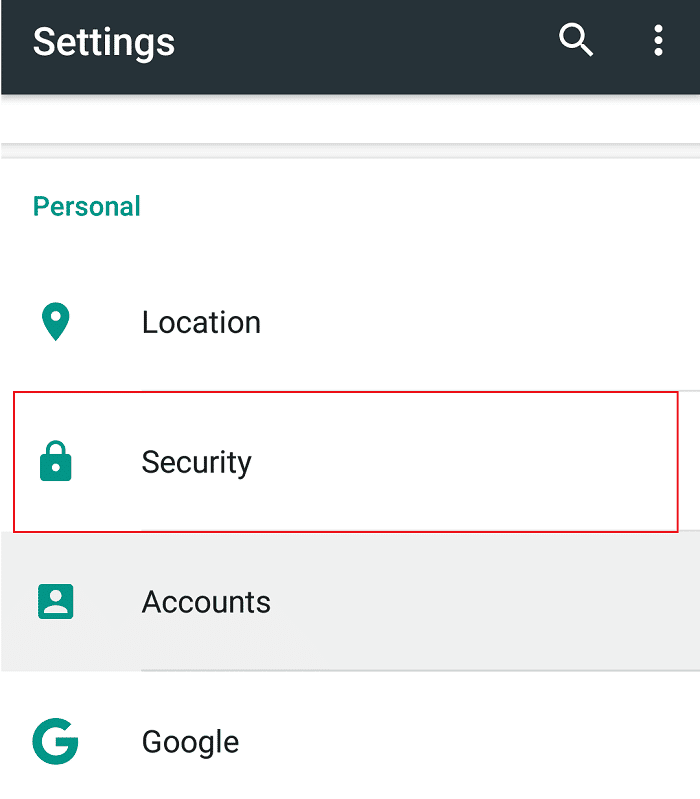 Zoek onder Instellingen naar Beveiligingsoptie |  Android-virussen verwijderen zonder de fabrieksinstellingen te herstellen