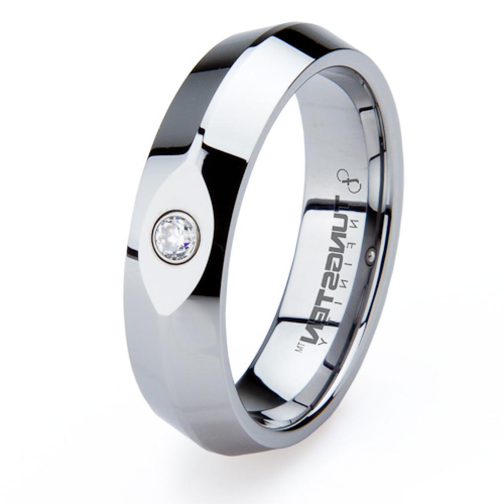 6mm Tungsten Ring with Diamond