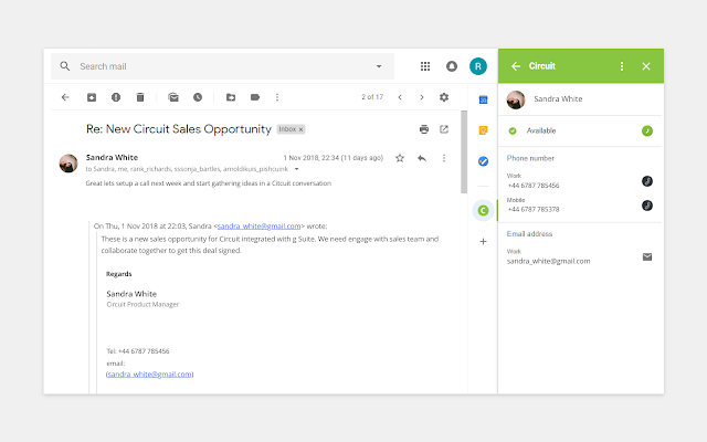 Screenshot of Circuit for Gmail