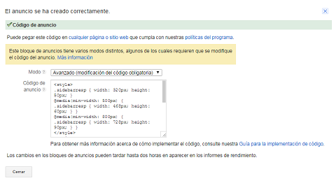 Implementando los anuncios adaptables de Adsense