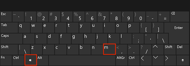 Druk tegelijkertijd op de Windows- en M-toetsen om alle vensters te minimaliseren