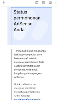 email penolakan adsense