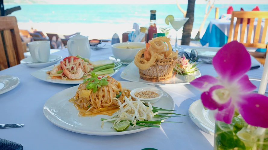 Thai food by the beach in Koh Samui.
