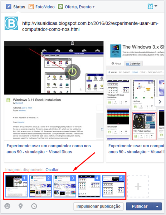 Como postar fotos com links no Facebook - Visual Dicas