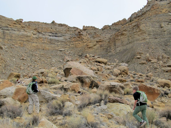 Climbing through a bouldery section