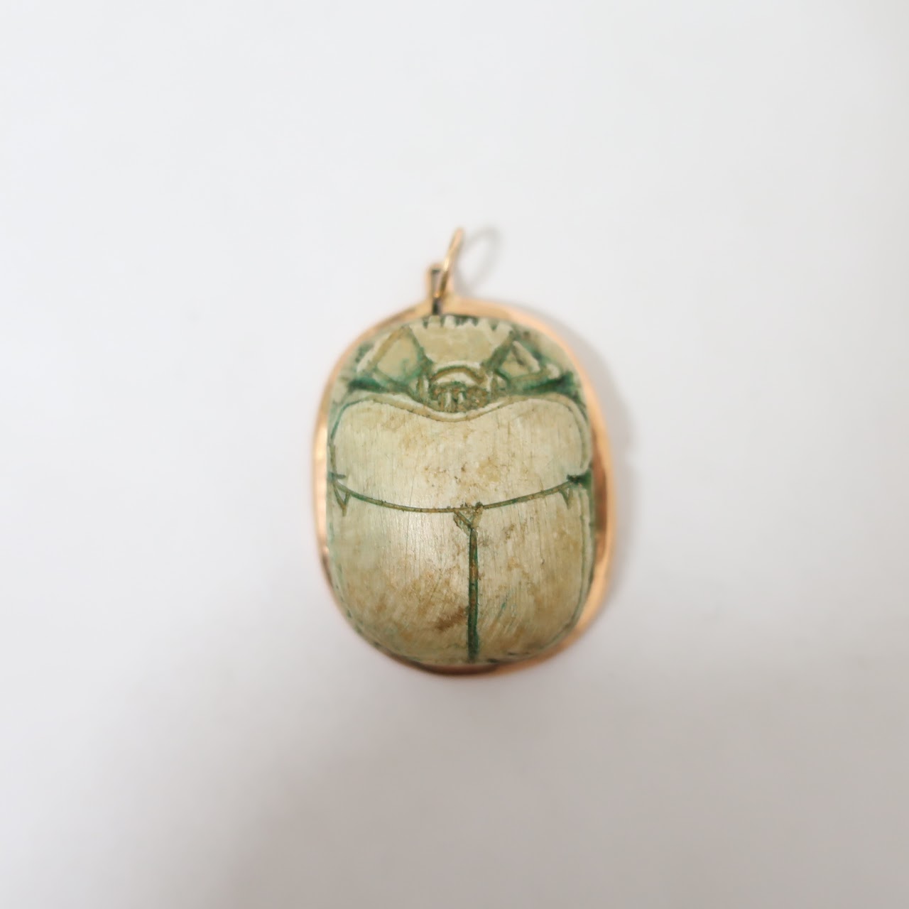 14k Gold & Horn Carved Scarab Beetle