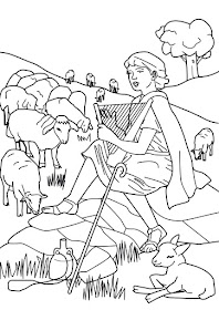 david sheep shepherd coloring pages