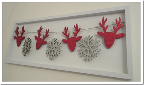 Christmas reindeer and snowfalke dimensional frame