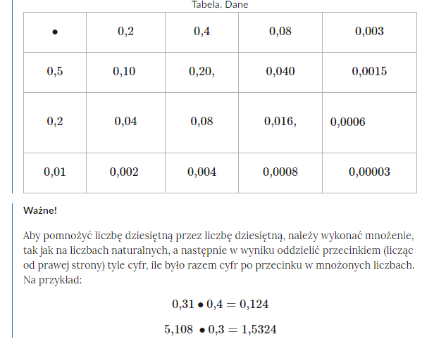 Mnożenie ułamków dziesiętnych kl.5