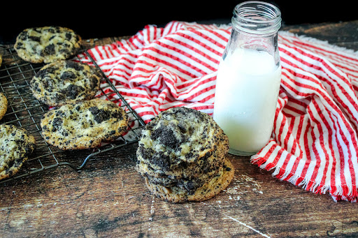 Dirty Chocolate Chip Cookies with milk.