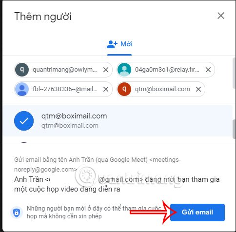 Nhập địa chỉ email