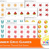 Summer Themed (5 x 4) Grid Number Games