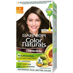 Garnier Color Naturals Hair Color 3 Darkest Brown 70Ml Plus 60 Gm