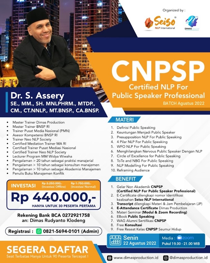 WA.0821-5694-0101 | Certified NLP For Public Speaker Professional (CNPSP) 22 Agustus 2022