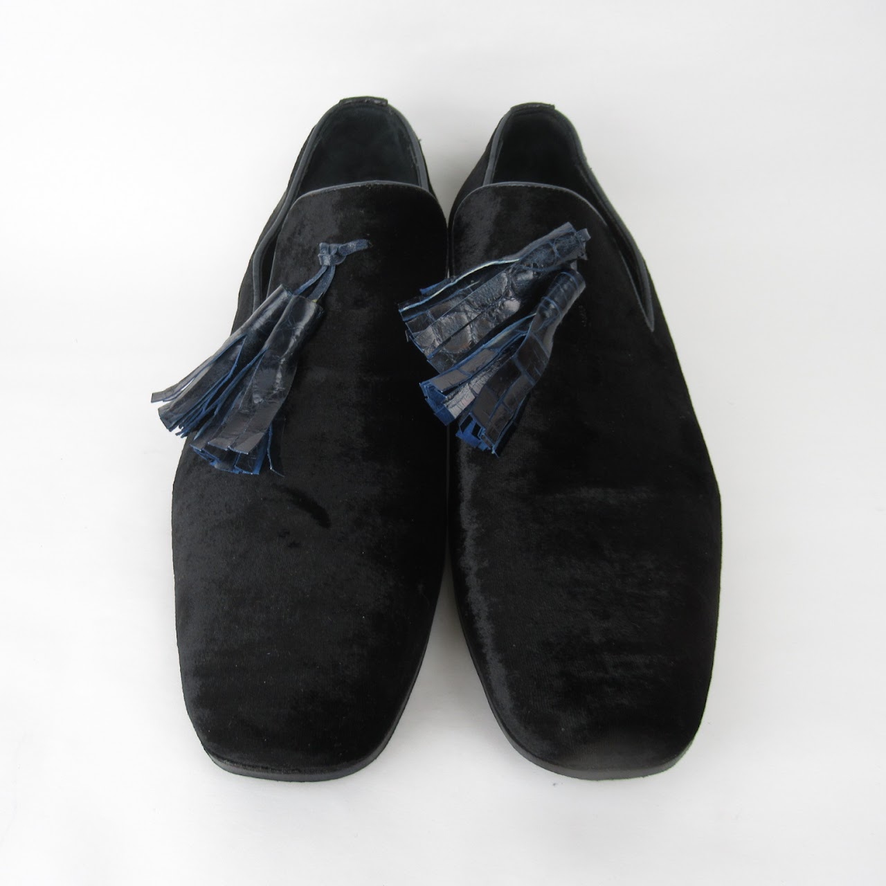 Mauri Black Velvet Sheriff Collection Tassel Loafers