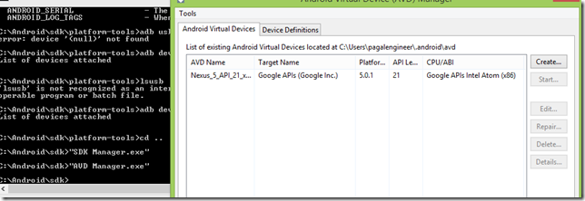 avd settings android for virtual machine vmware