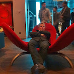 chilling in a chair at the W hotel in Montreal, Canada 