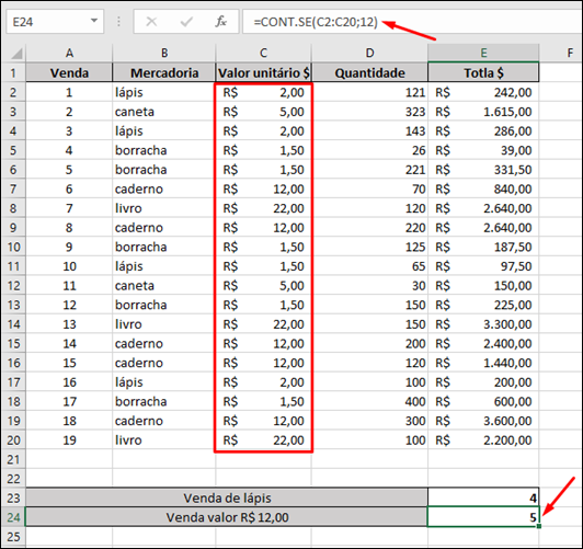 Excel - Como contar o número de vezes que um item aparece em uma lista - Visual Dicas