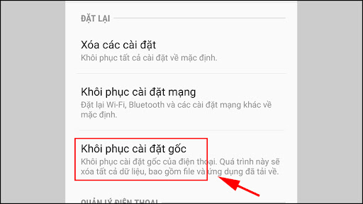 Nếu đã thử các cách trên nhưng không được thì hãy khôi phục cài đặt gốc