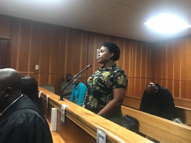 Sibongile Mani in the East London regional court on Thursday. She is accused of taking R800,000 of NSFAS money in 2017 after R14m accidentally landed in her student account.