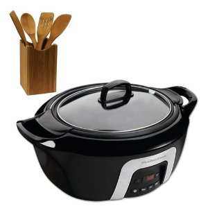  Hamilton Beach 6 Quart Programmable Insulated Slow Cooker + Tool Set 5 Piece Bamboo Finish